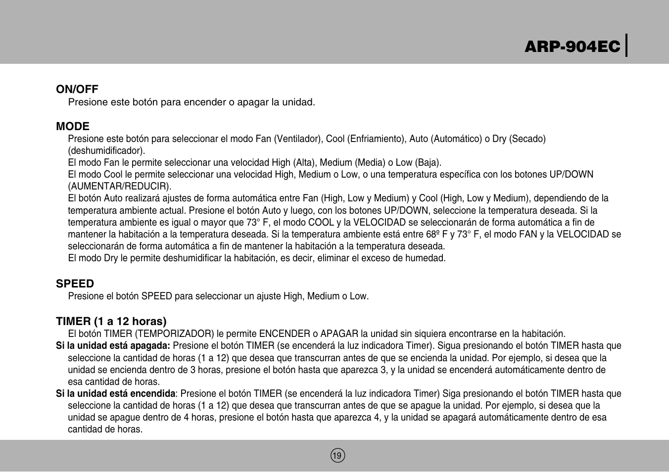 Arp-904ec | Royal Sovereign ARP-904EC User Manual | Page 19 / 24