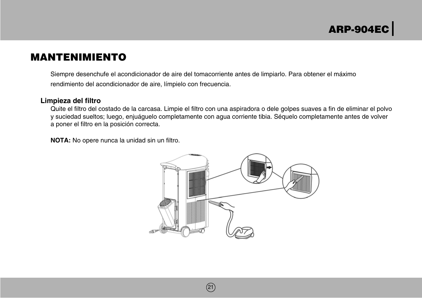 Arp-904ec mantenimiento | Royal Sovereign ARP-904EC User Manual | Page 21 / 24