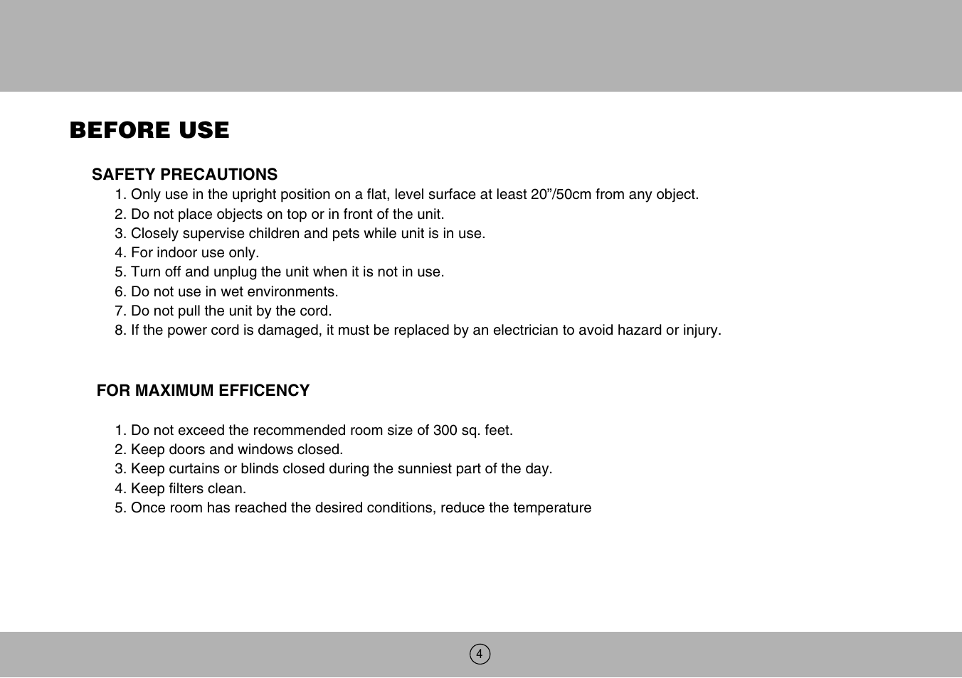 Before use | Royal Sovereign ARP-904EC User Manual | Page 4 / 24