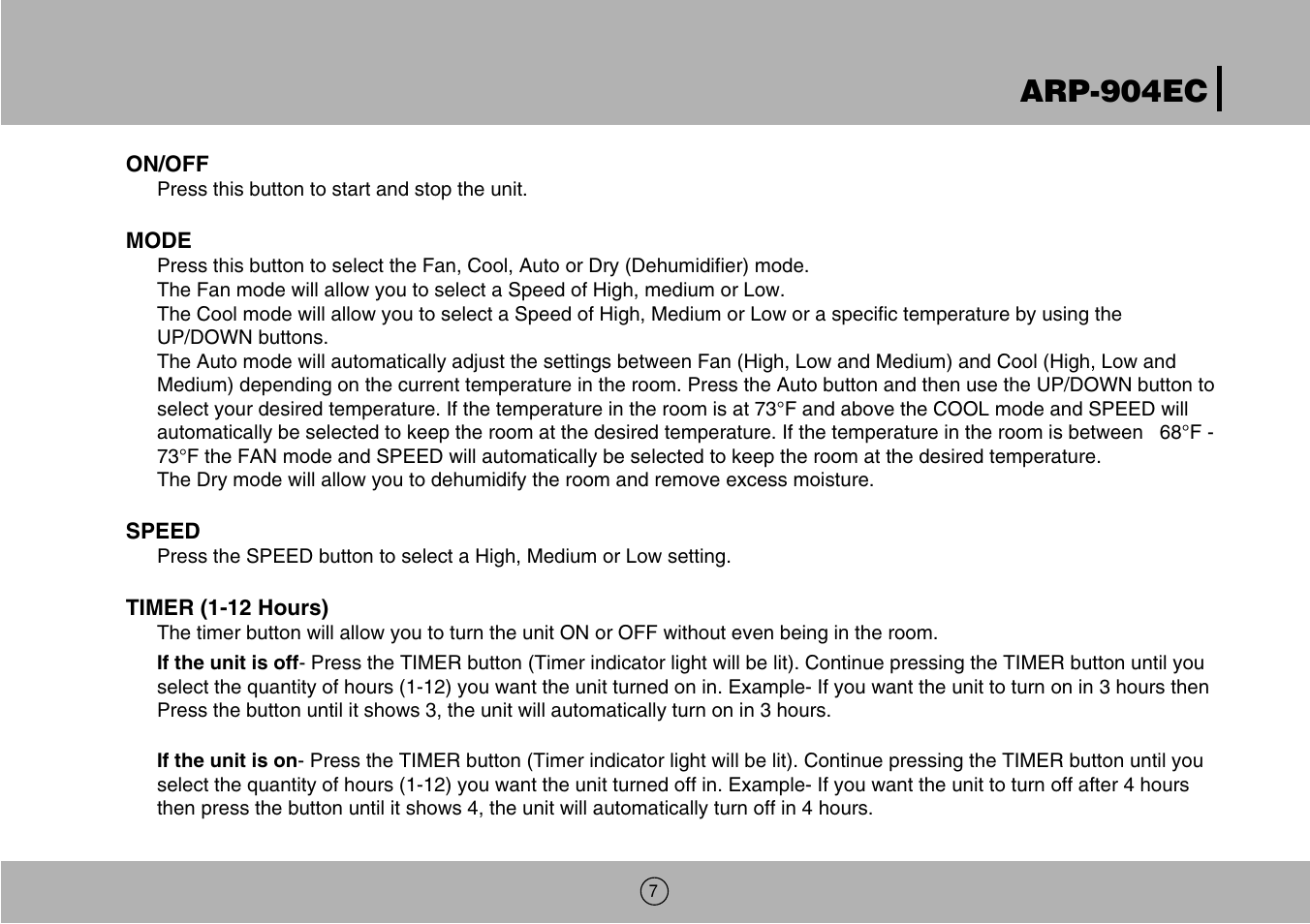 Arp-904ec | Royal Sovereign ARP-904EC User Manual | Page 7 / 24