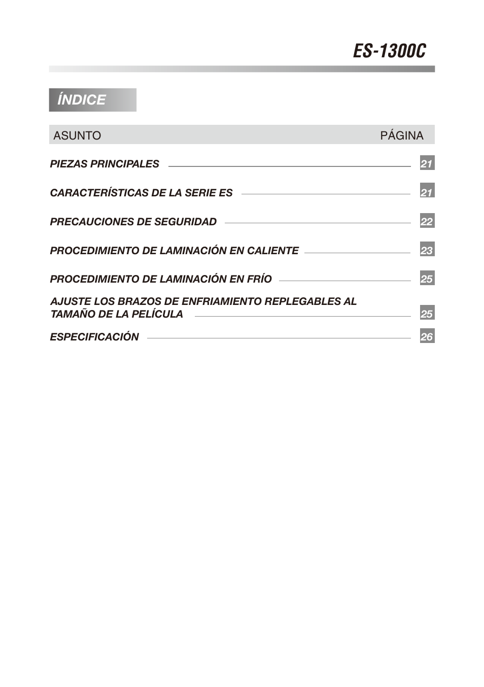 Es-1300c, Índice | Royal Sovereign ES-1300C User Manual | Page 20 / 36