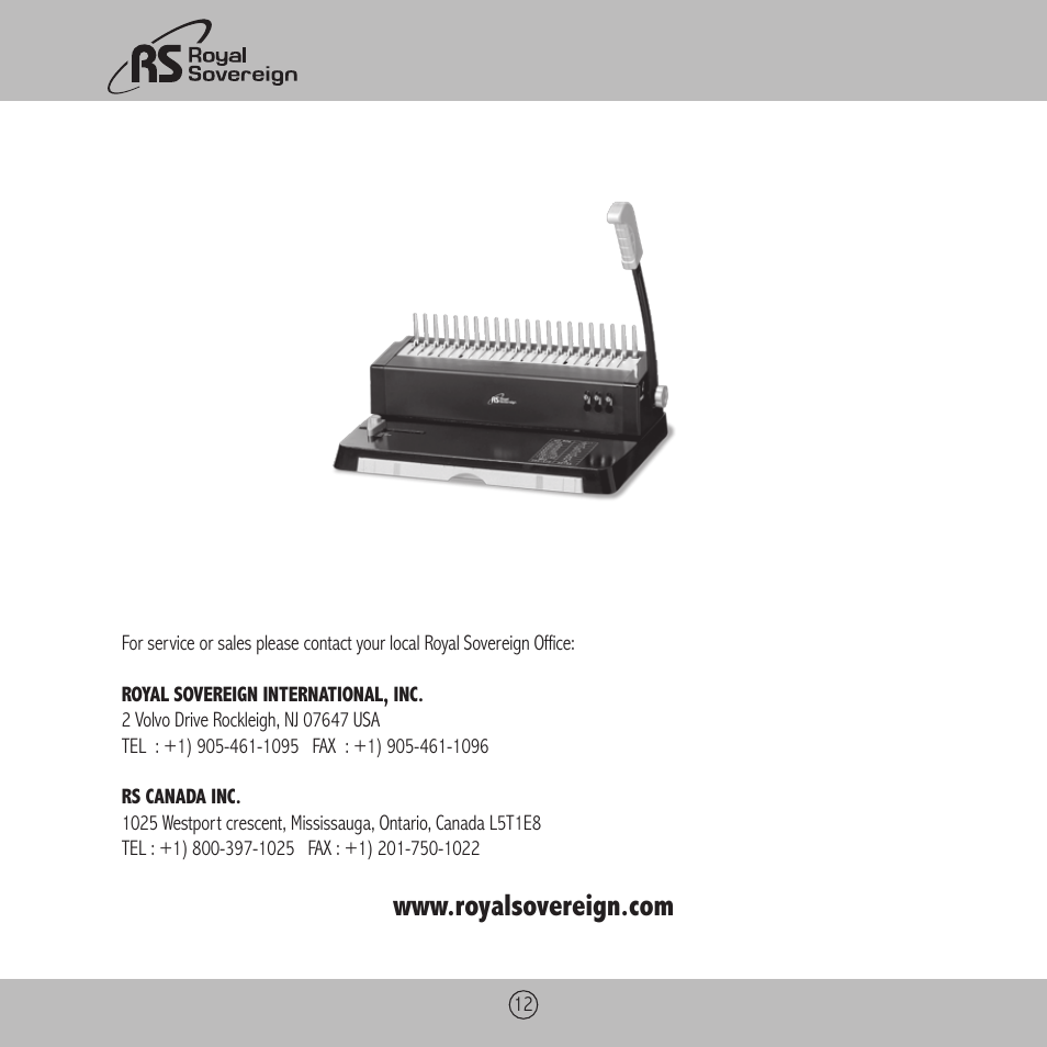 Royal Sovereign RBM-1200 User Manual | Page 12 / 36