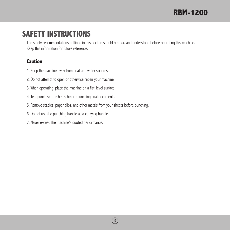 Rbm-1200, Safety instructions | Royal Sovereign RBM-1200 User Manual | Page 3 / 36