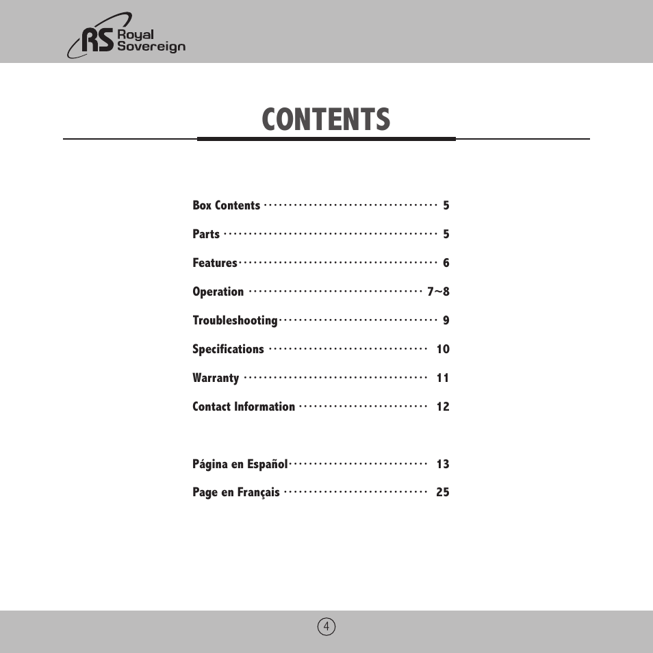 Royal Sovereign RBM-1200 User Manual | Page 4 / 36