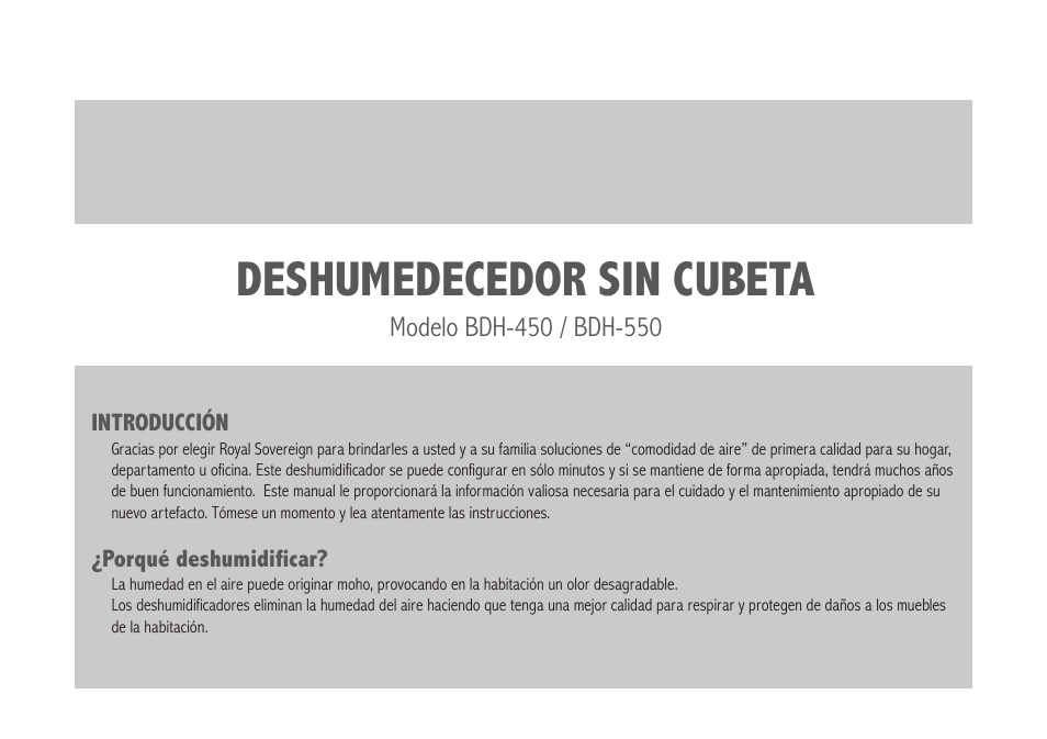 Deshumedecedor sin cubeta | Royal Sovereign BDH-450 User Manual | Page 14 / 24