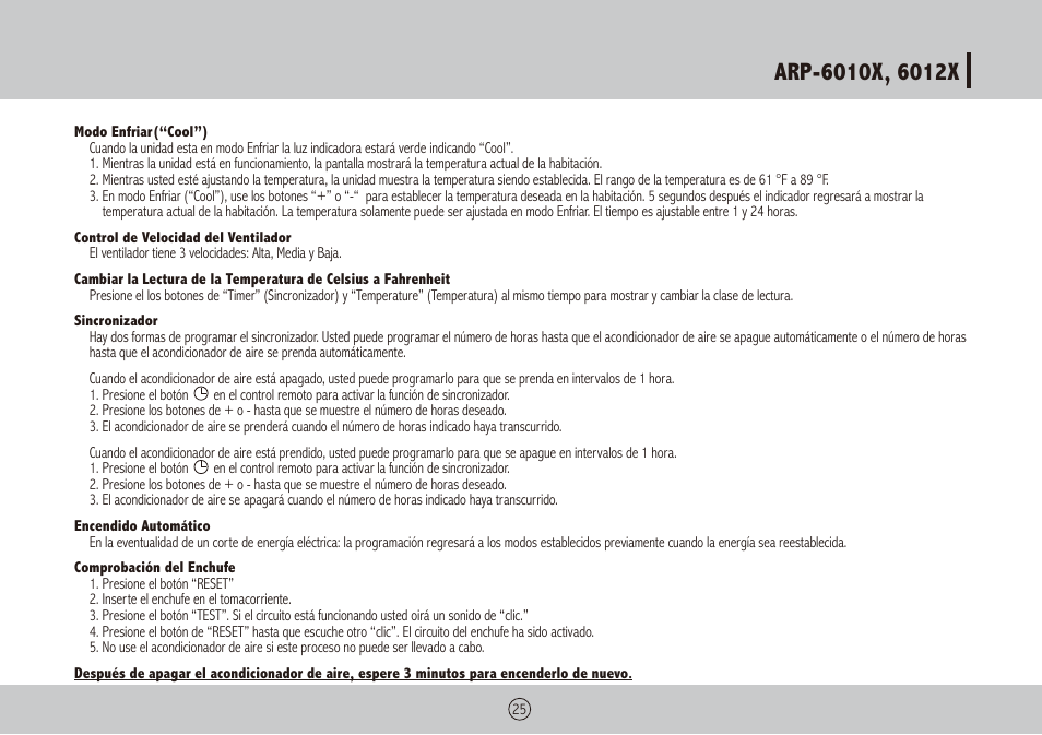 Royal Sovereign ARP-6012X User Manual | Page 25 / 32