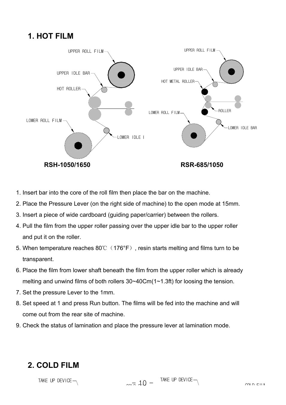 Hot film, Cold film | Royal Sovereign 1050 User Manual | Page 10 / 27