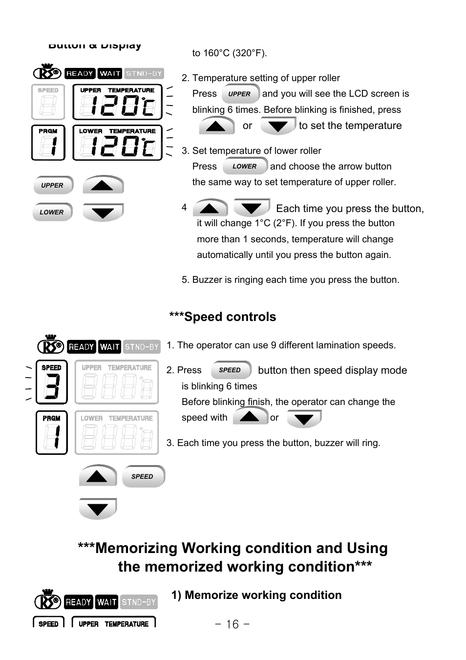 Speed controls | Royal Sovereign 1050 User Manual | Page 16 / 27
