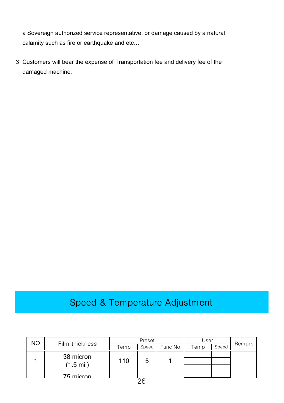 Speed & temperature adjustment | Royal Sovereign 1050 User Manual | Page 26 / 27