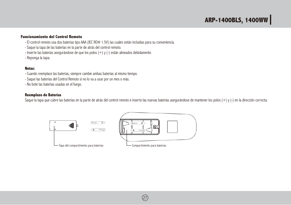 Royal Sovereign ARP-1400WW User Manual | Page 27 / 48