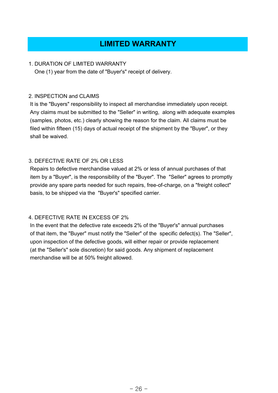 Limited warranty | Royal Sovereign RSS-1050 User Manual | Page 26 / 27