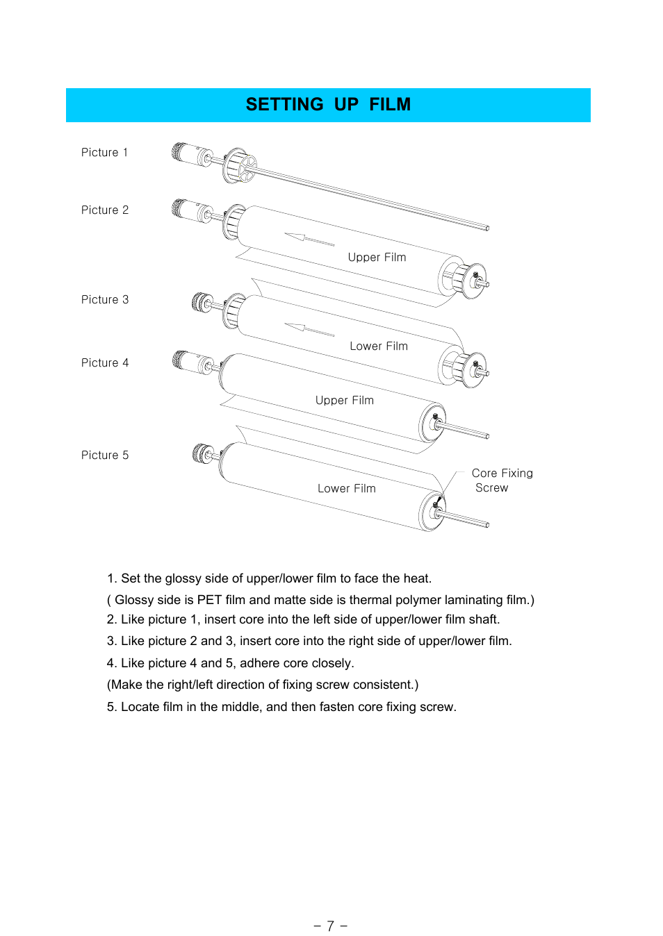 Setting up film | Royal Sovereign RSS-1050 User Manual | Page 7 / 27