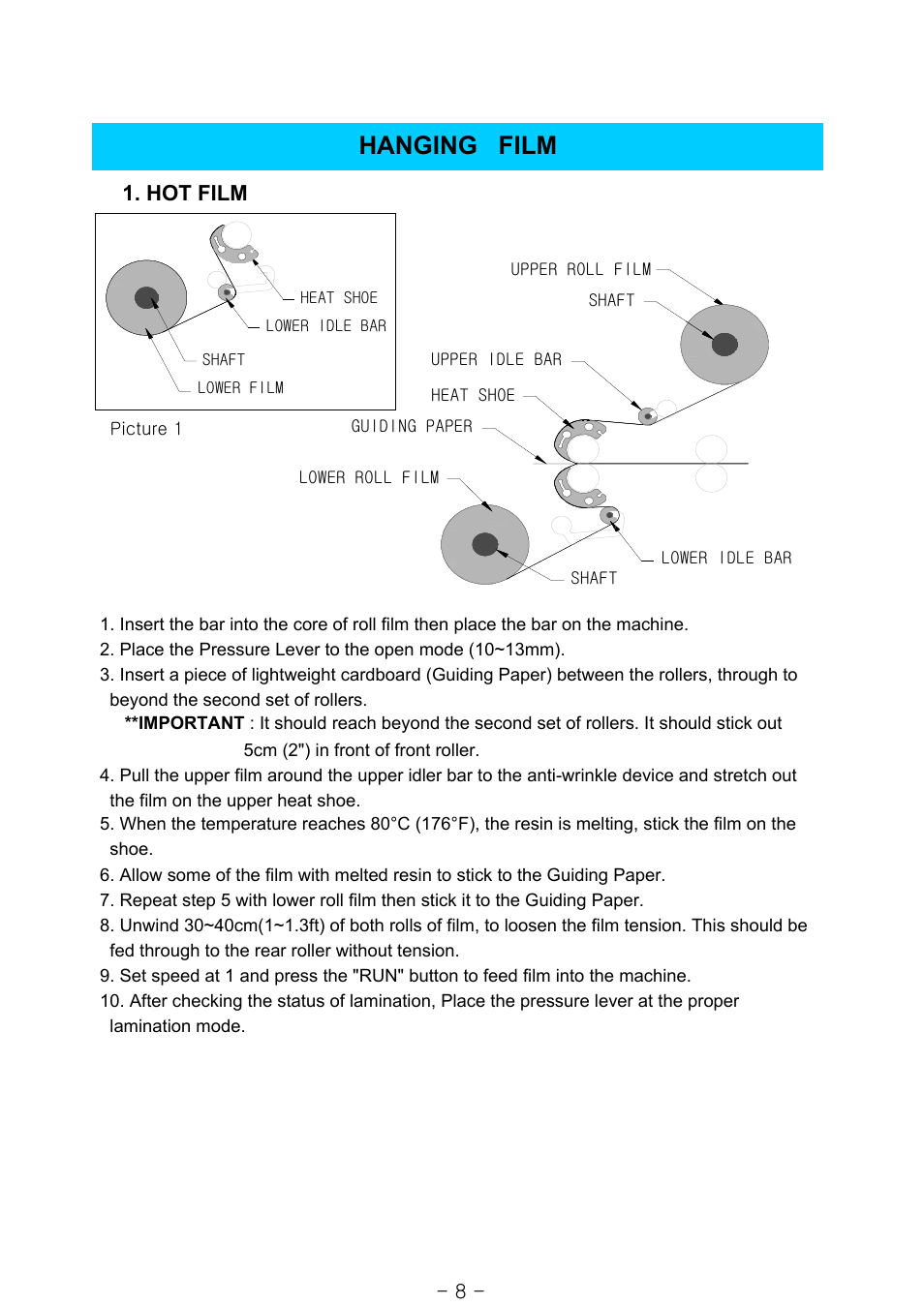 Hanging film, Hot film | Royal Sovereign RSS-1050 User Manual | Page 8 / 27