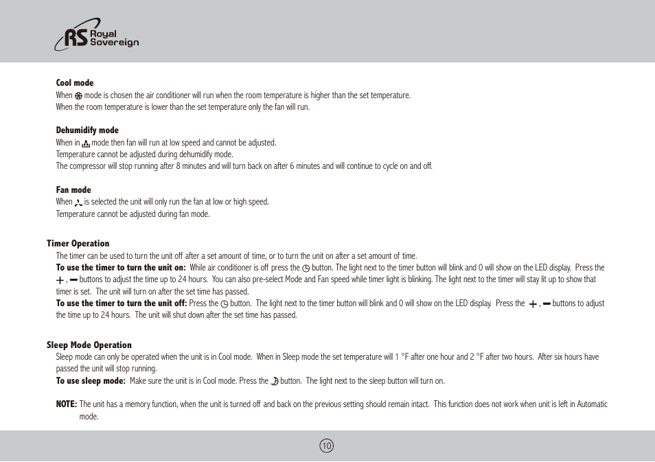 Royal Sovereign ARP-9411 User Manual | Page 10 / 32