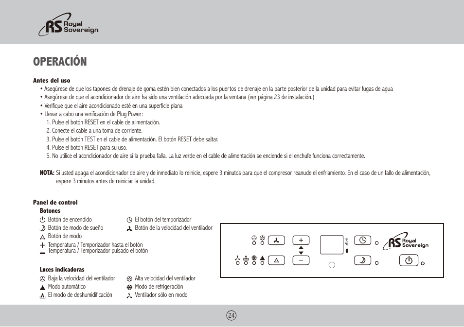 Operación | Royal Sovereign ARP-9411 User Manual | Page 24 / 32
