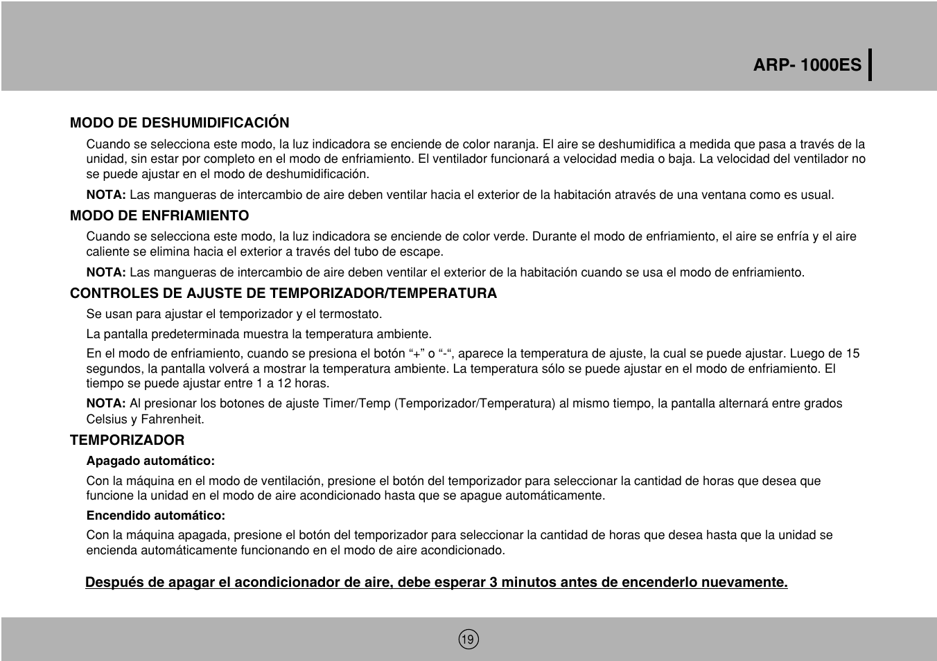 Arp- 1000es | Royal Sovereign ARP-1000ES User Manual | Page 19 / 24