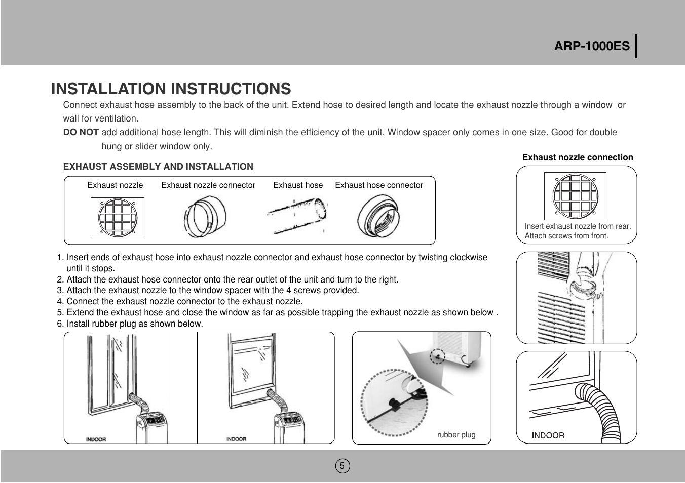 Installation instructions, Arp-1000es | Royal Sovereign ARP-1000ES User Manual | Page 5 / 24