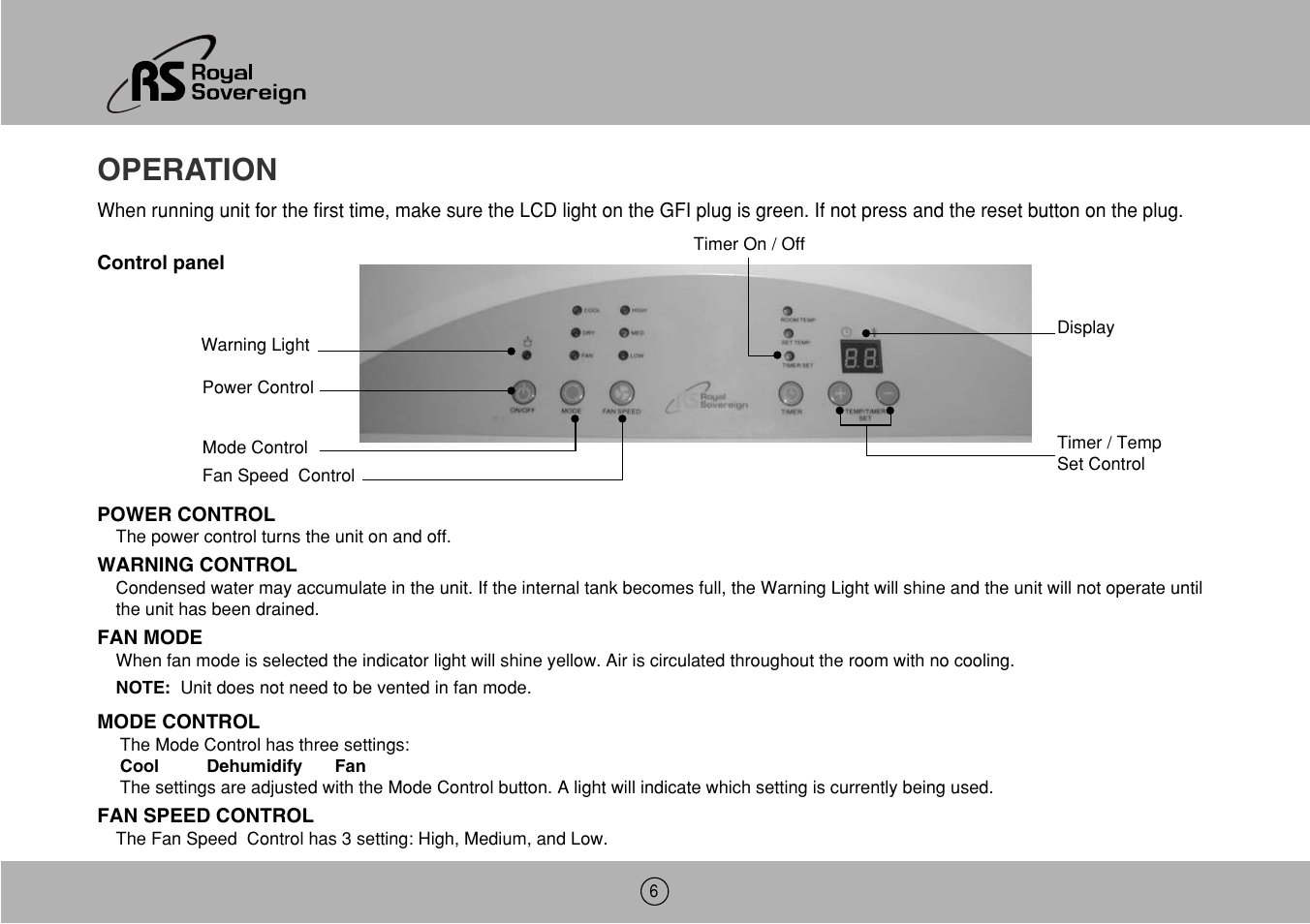 Operation | Royal Sovereign ARP-1000ES User Manual | Page 6 / 24