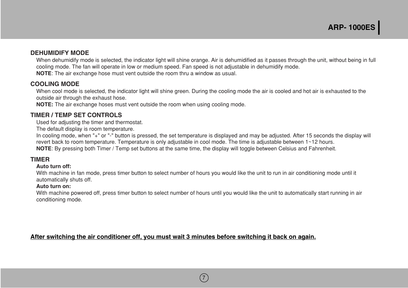 Arp- 1000es | Royal Sovereign ARP-1000ES User Manual | Page 7 / 24