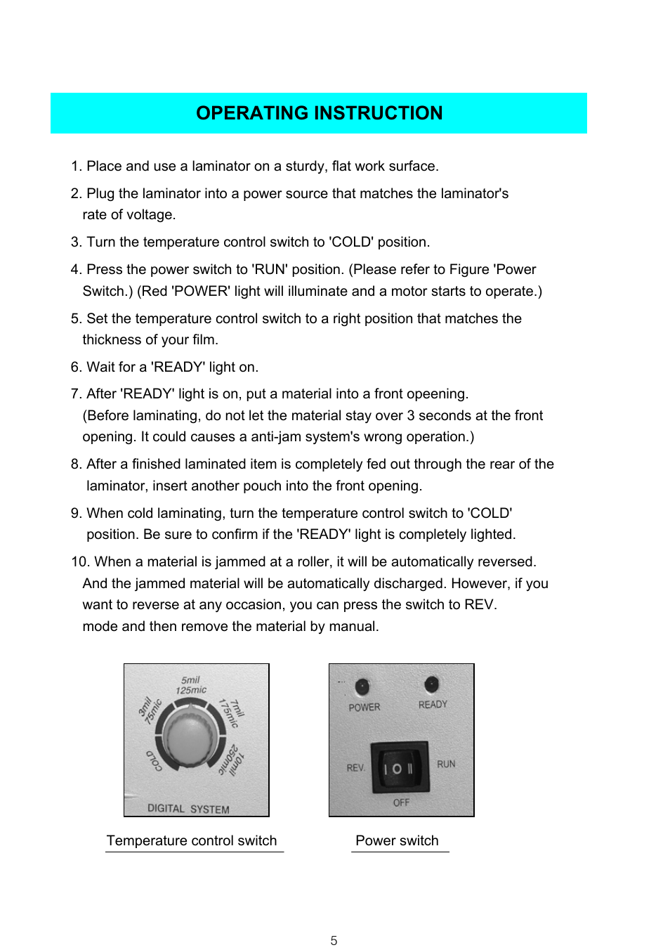 Operating instruction | Royal Sovereign PL - 922 User Manual | Page 5 / 6