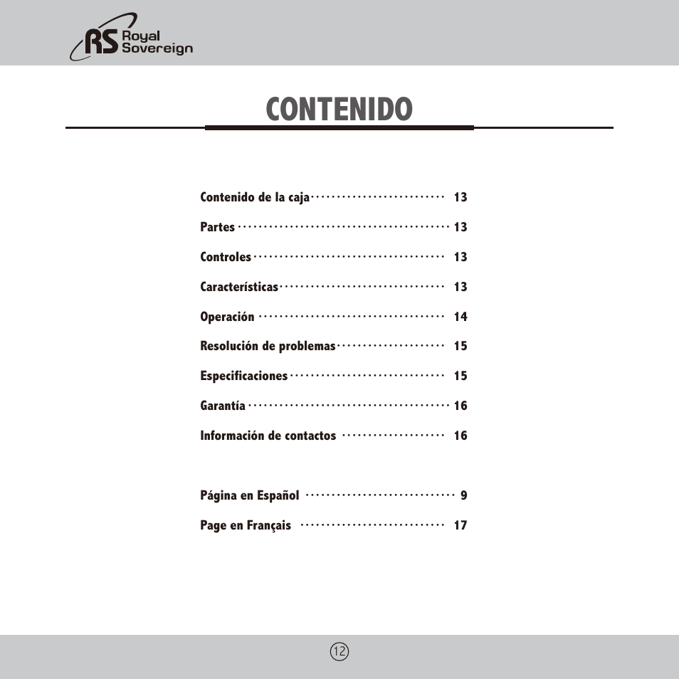 Royal Sovereign CS-900 User Manual | Page 12 / 24