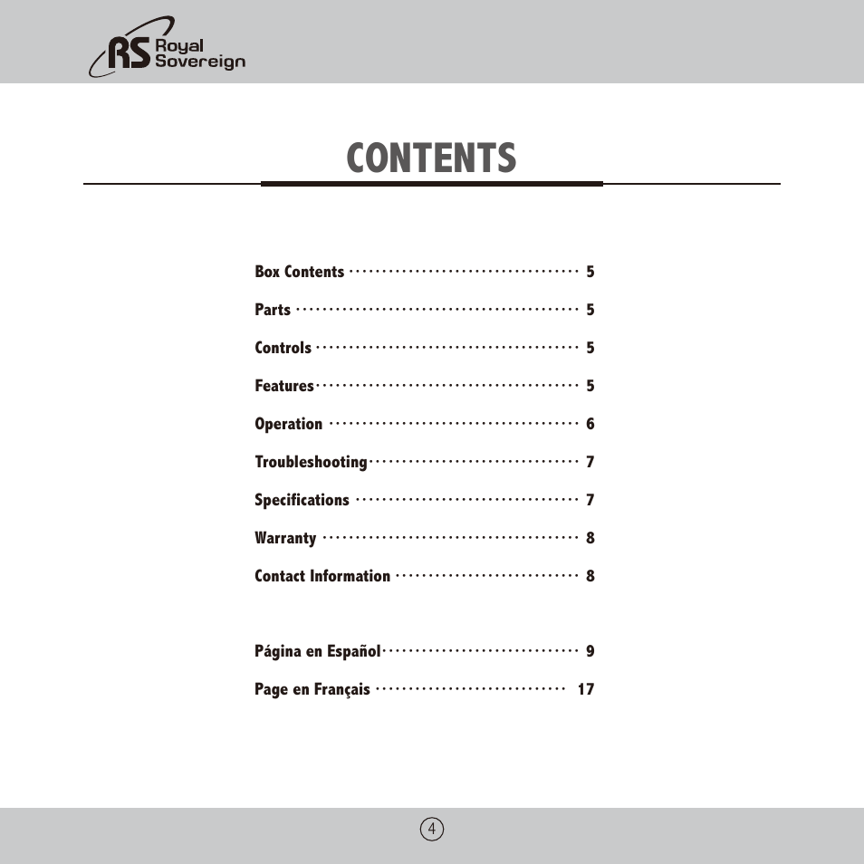 Royal Sovereign CS-900 User Manual | Page 4 / 24