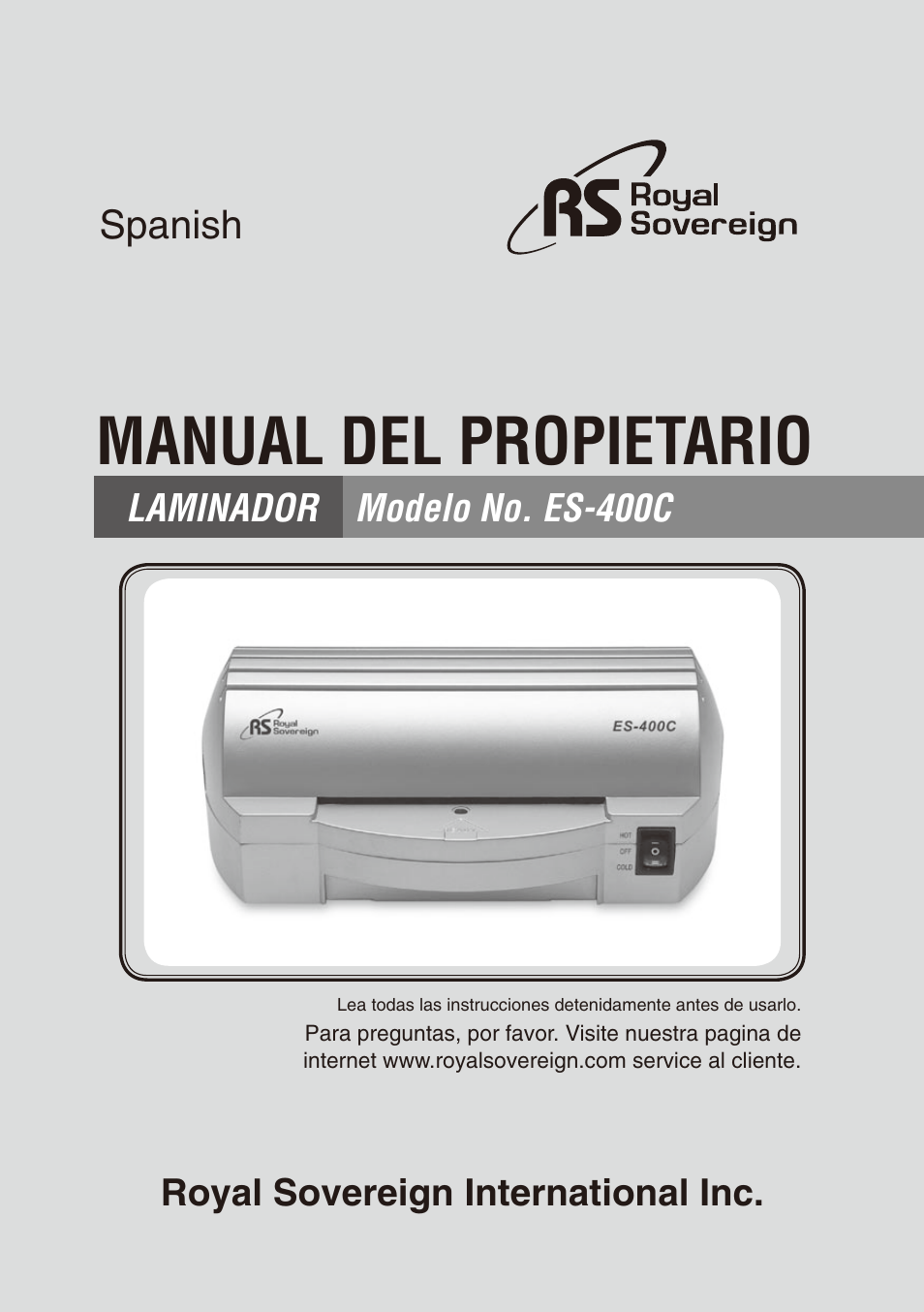 Manual del propietario, Spanish | Royal Sovereign ES-400C User Manual | Page 17 / 32