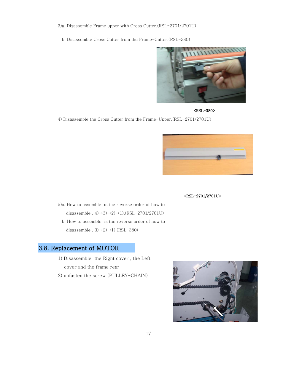 Replacement of motor | Royal Sovereign RSL-2701 User Manual | Page 19 / 42