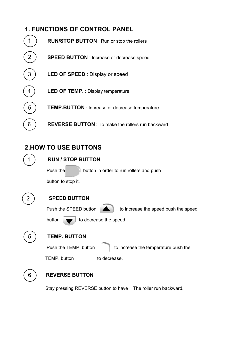Functions of control panel, How to use buttons | Royal Sovereign RSC-1650C User Manual | Page 10 / 15