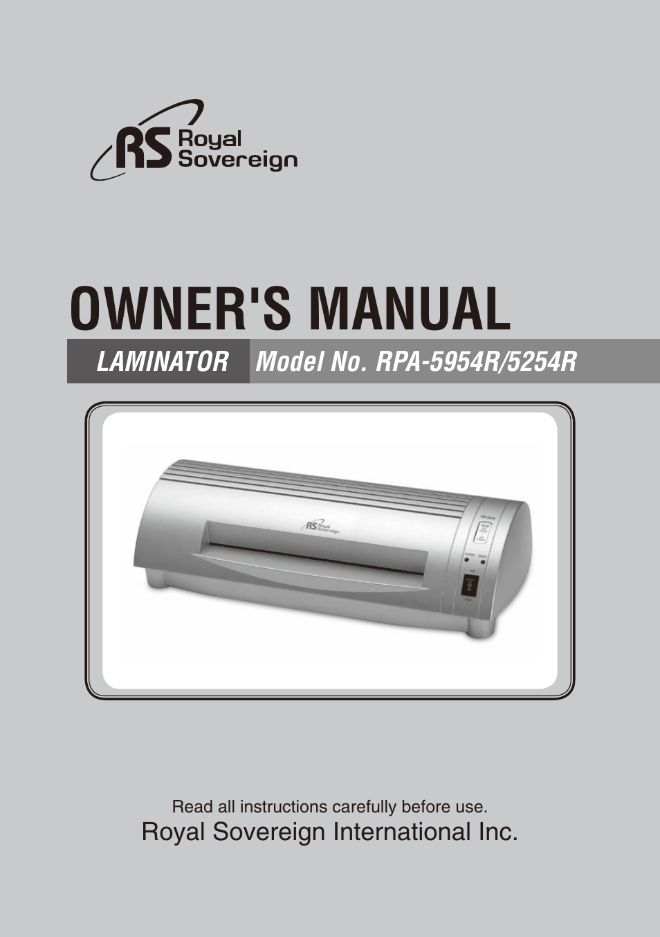 Royal Sovereign RPA-5254R User Manual | 8 pages
