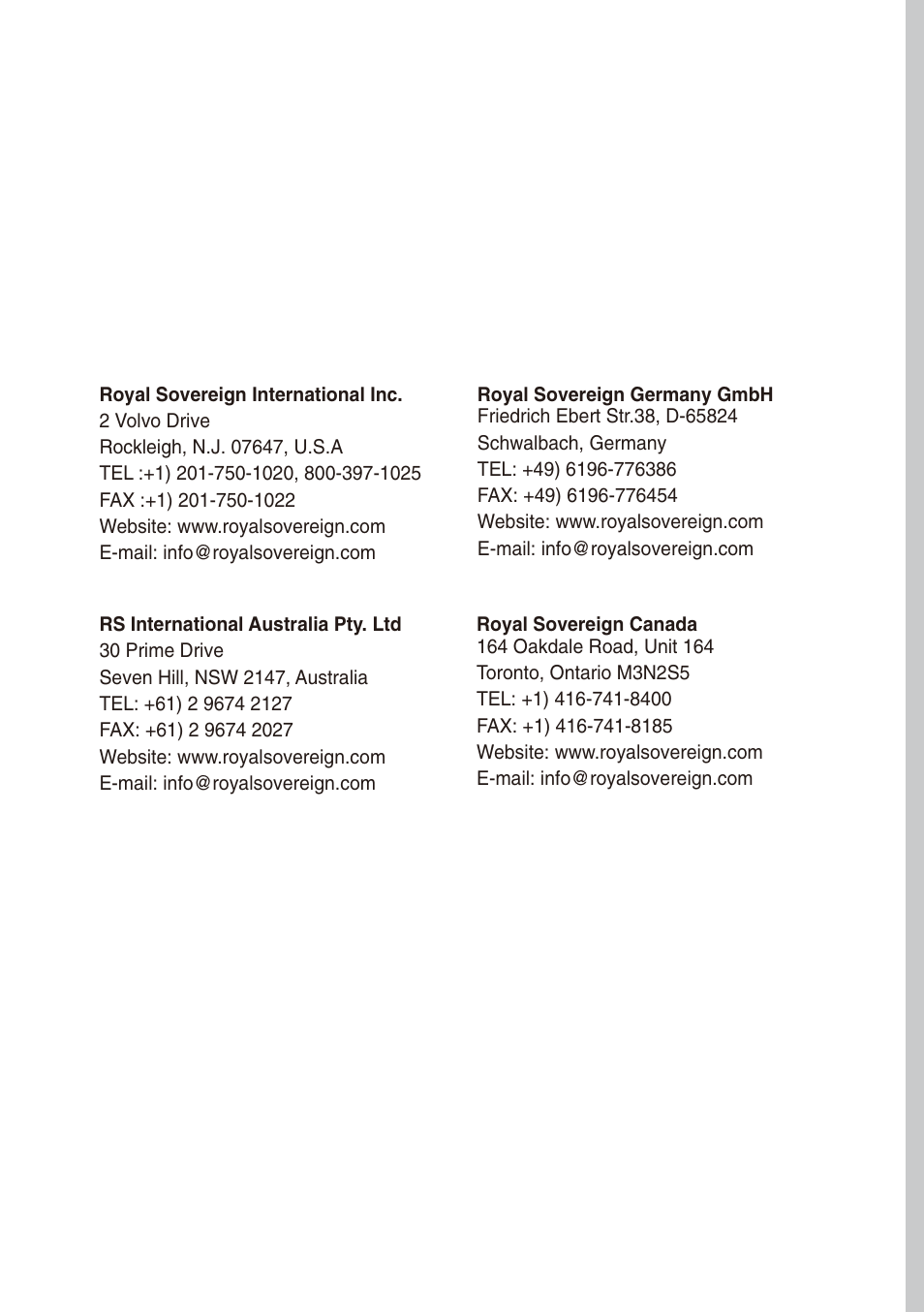 Royal Sovereign RPA-5254R User Manual | Page 8 / 8