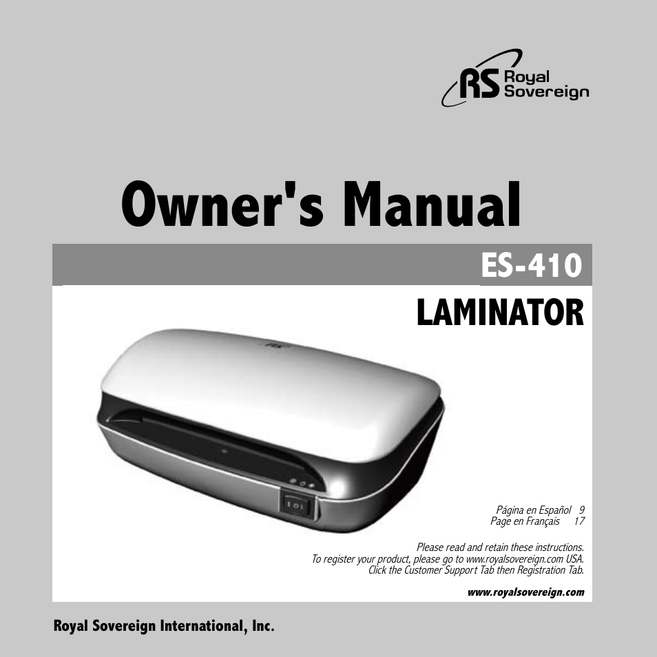 Royal Sovereign ES-410 User Manual | 24 pages