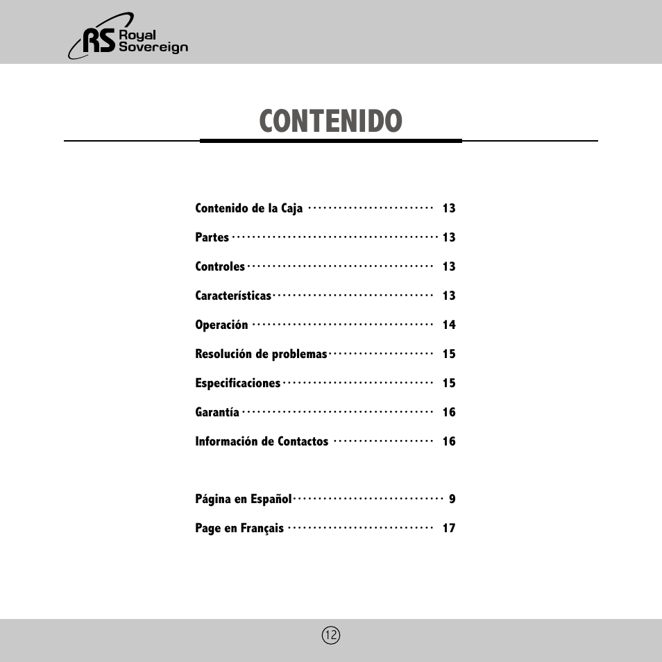 Royal Sovereign ES-410 User Manual | Page 12 / 24