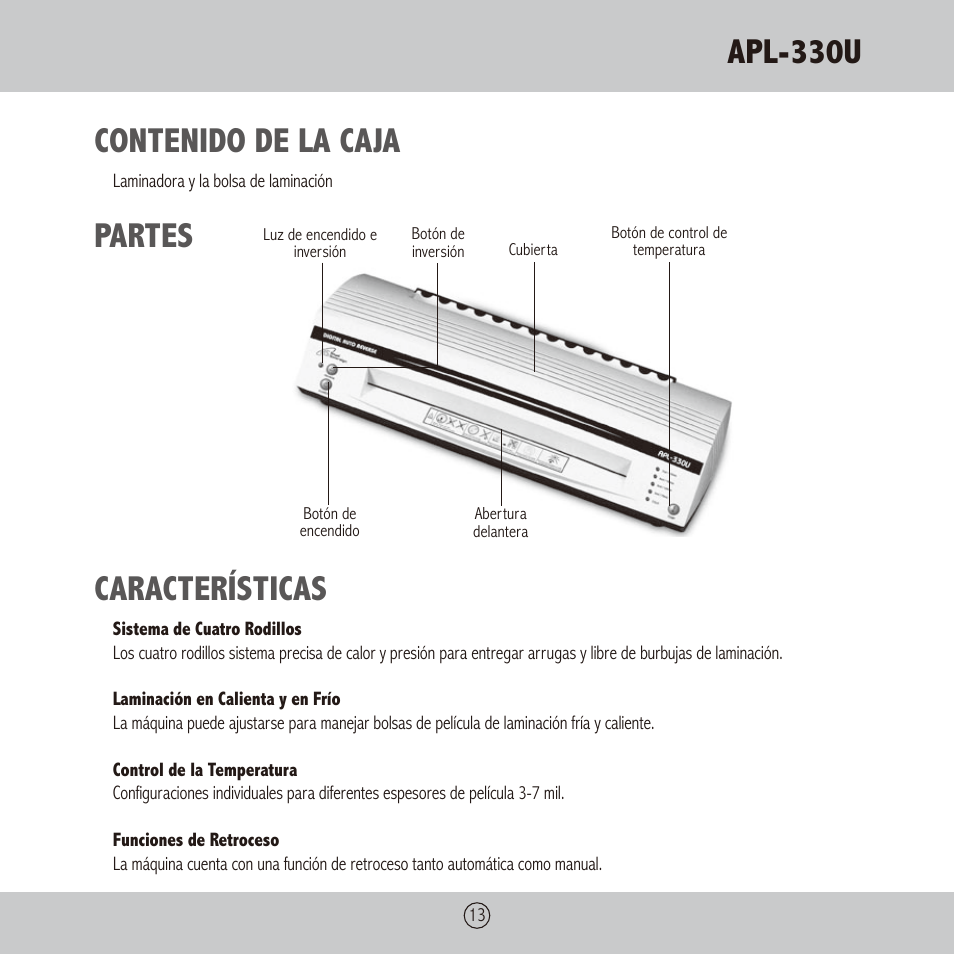 Royal Sovereign APL-330U User Manual | Page 13 / 24