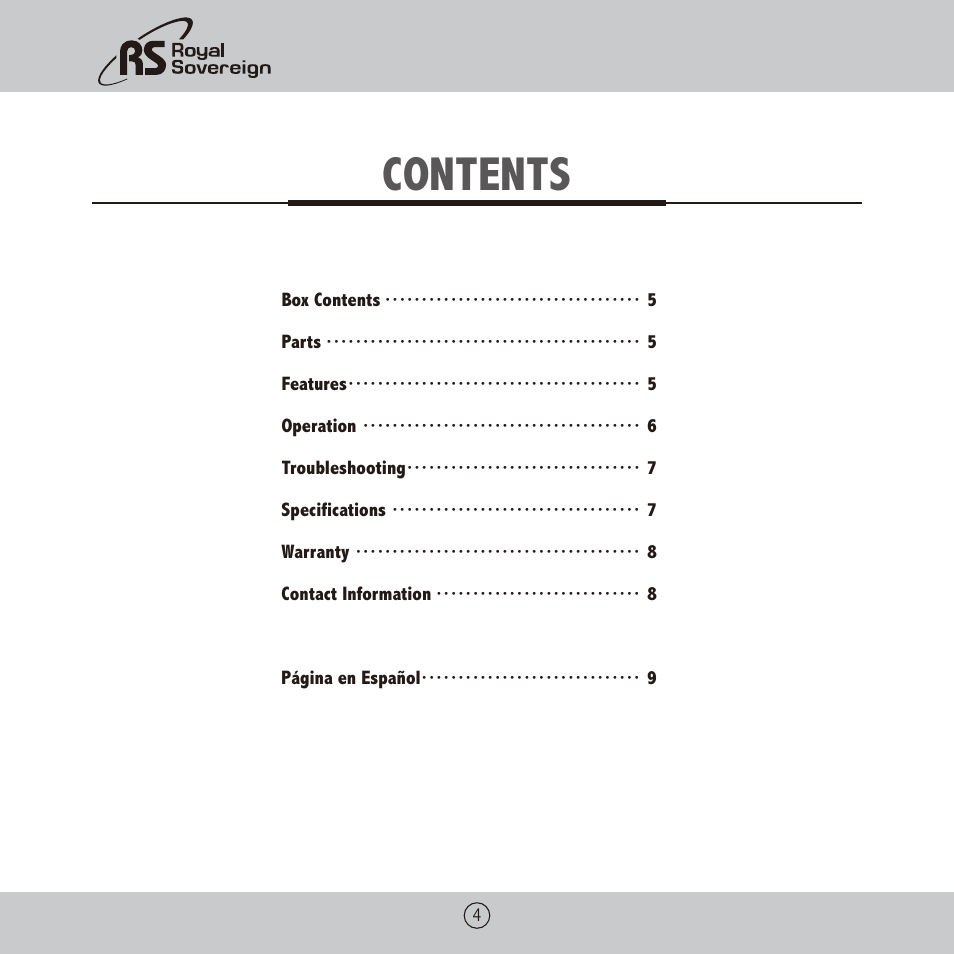 Royal Sovereign APL-330U User Manual | Page 4 / 24