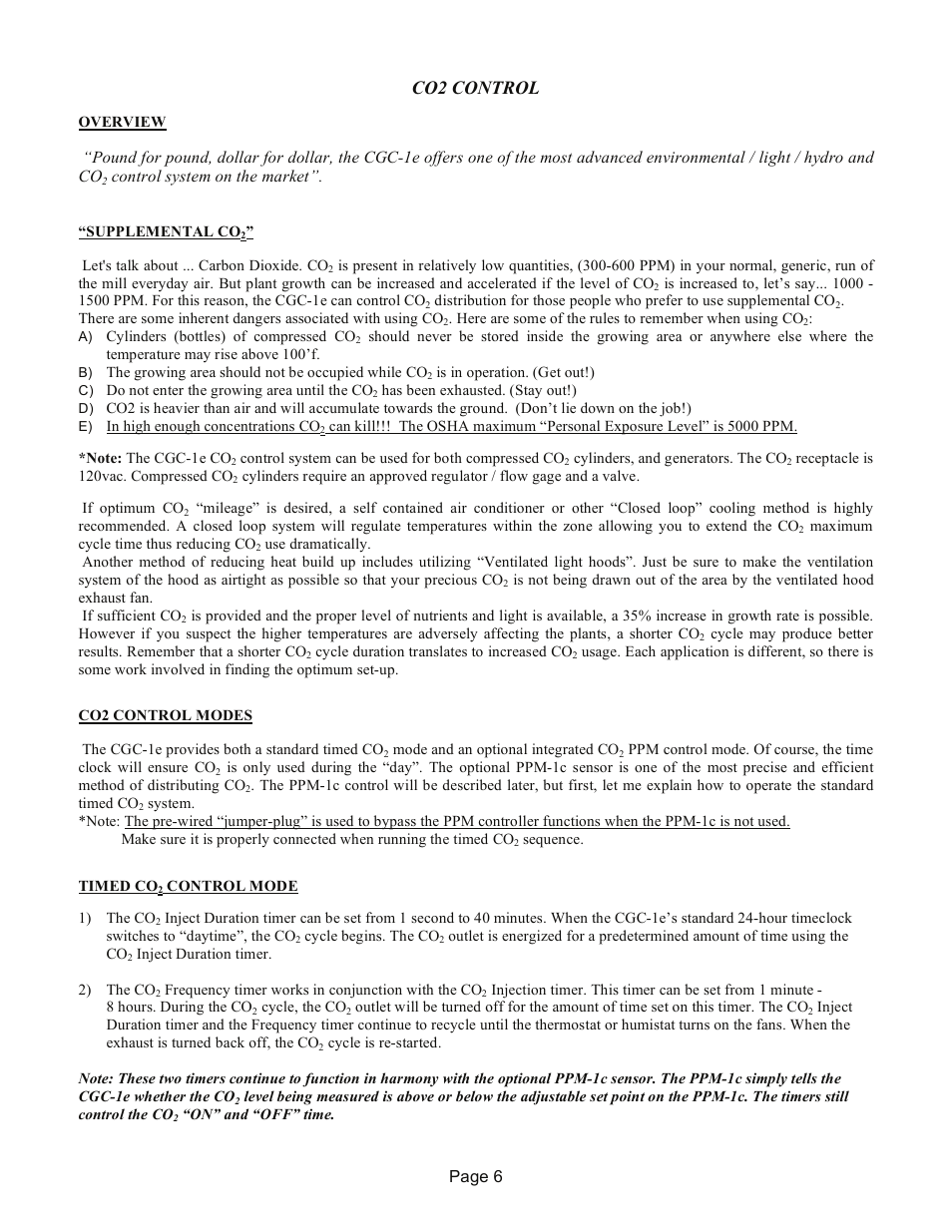 Co2 control | R & M Int'l. CGC-1e User Manual | Page 6 / 10