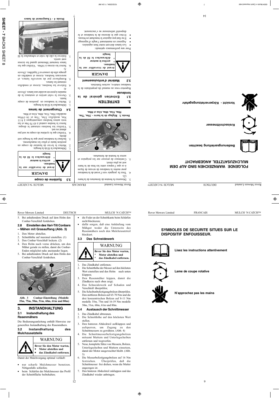 Warnung | Rover 35m User Manual | Page 15 / 32