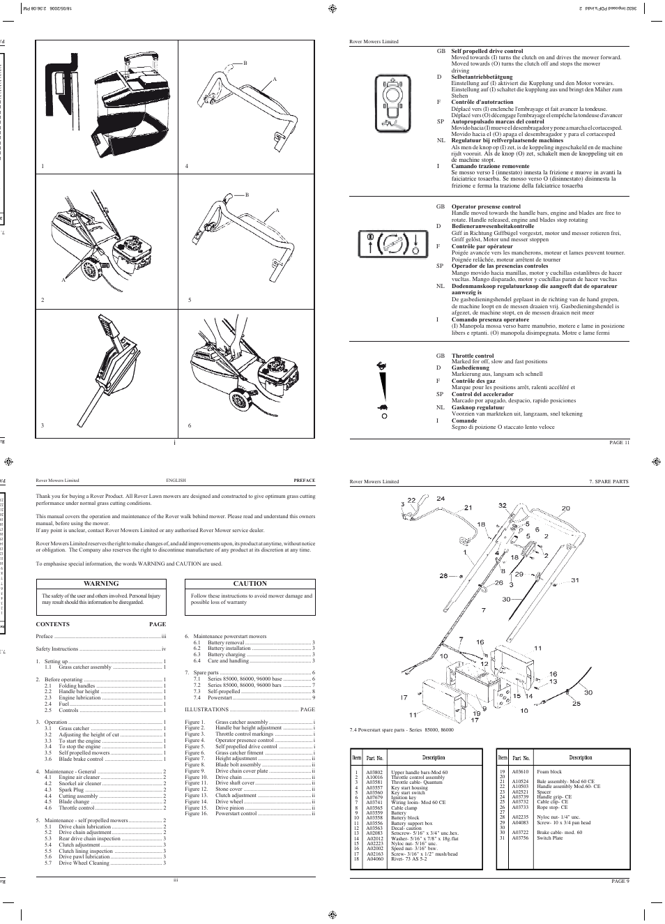 Warning caution, Saf ety in str uct ion s | Rover 50 User Manual | Page 14 / 15
