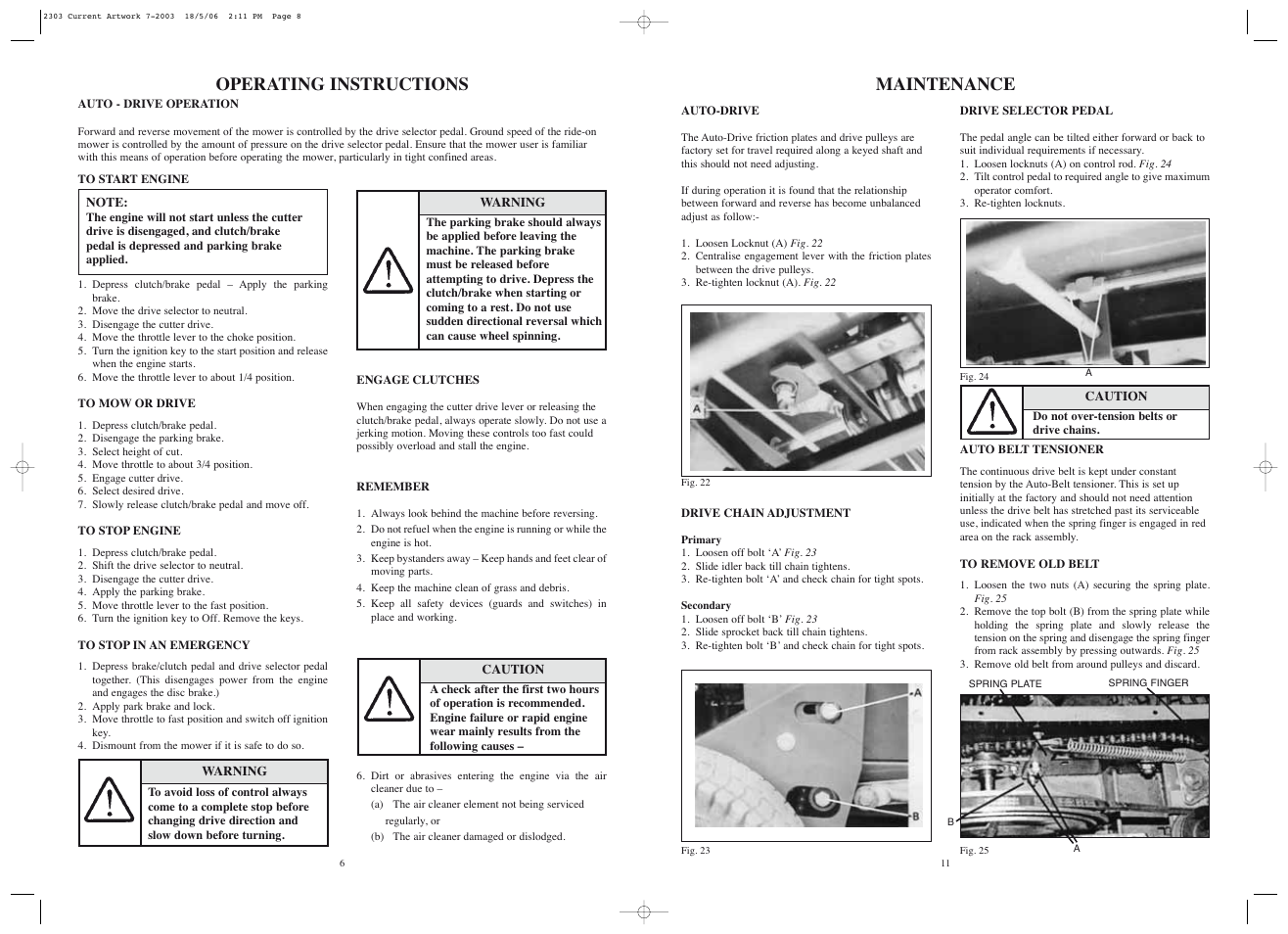 Operating instructions, Maintenance | Rover Ranger 53179 User Manual | Page 12 / 20