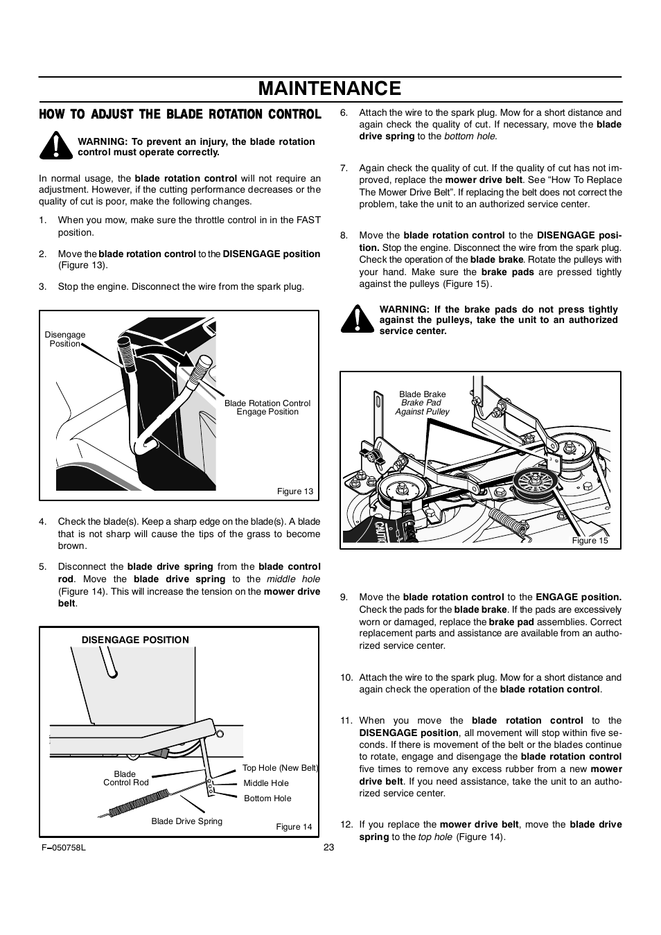 Maintenance, Шсй мс яьцлнм мшы юфяьы осмямчст эстмосф | Rover Clipper 385002X108A User Manual | Page 23 / 52