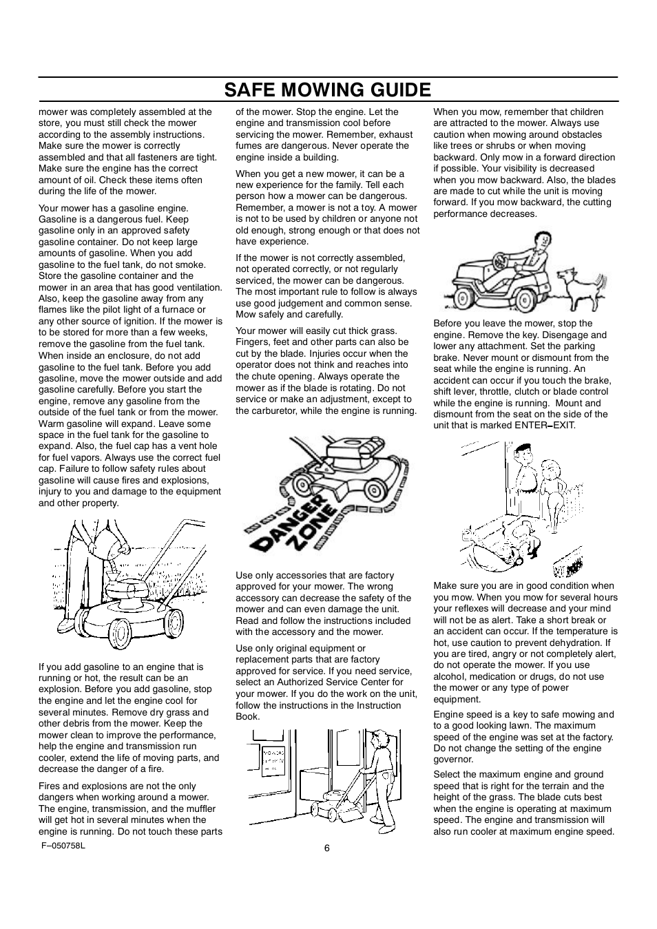 Safe mowing guide | Rover Clipper 385002X108A User Manual | Page 6 / 52