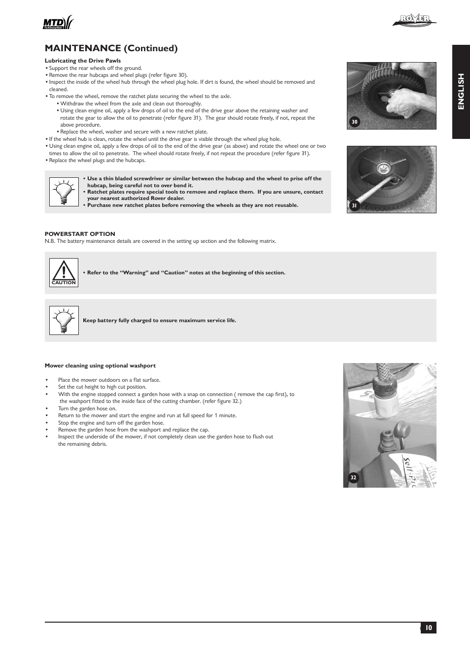 Maintenance (continued), English | Rover 51  EU User Manual | Page 13 / 92