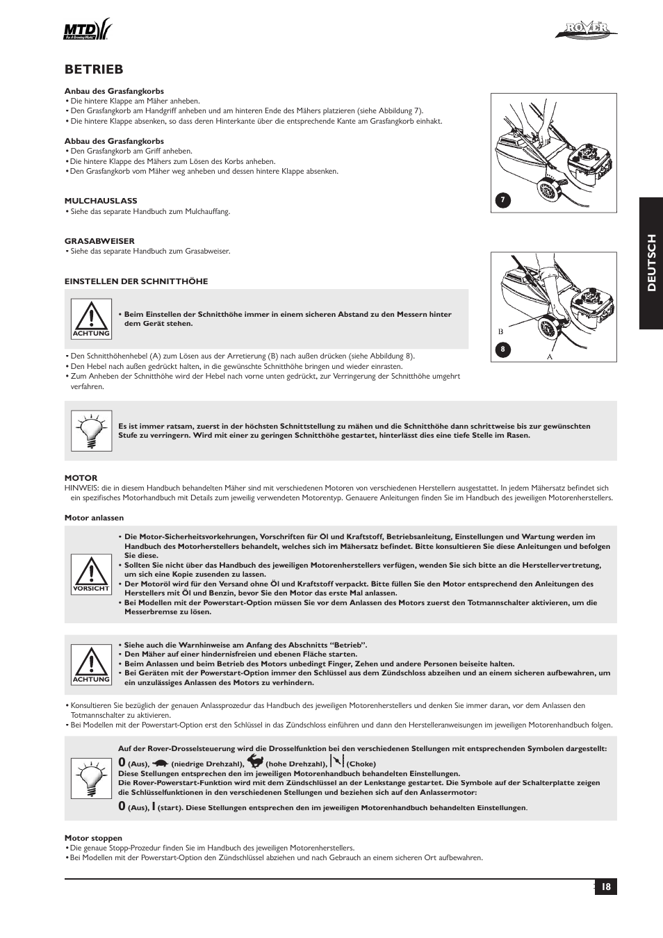 Betrieb, Deutsch | Rover 51  EU User Manual | Page 21 / 92