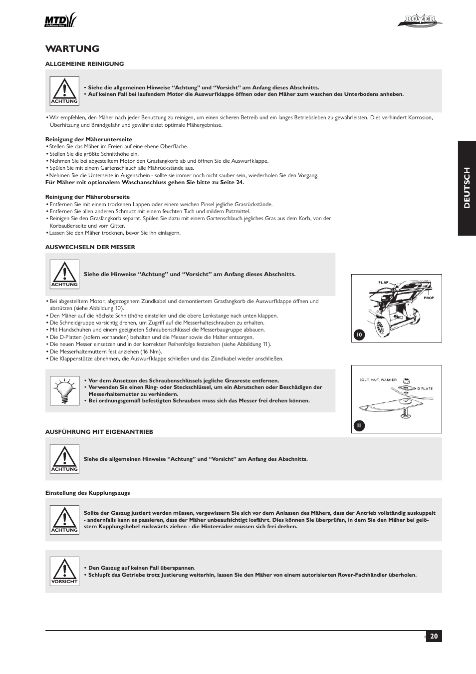 Wartung, Deutsch | Rover 51  EU User Manual | Page 23 / 92