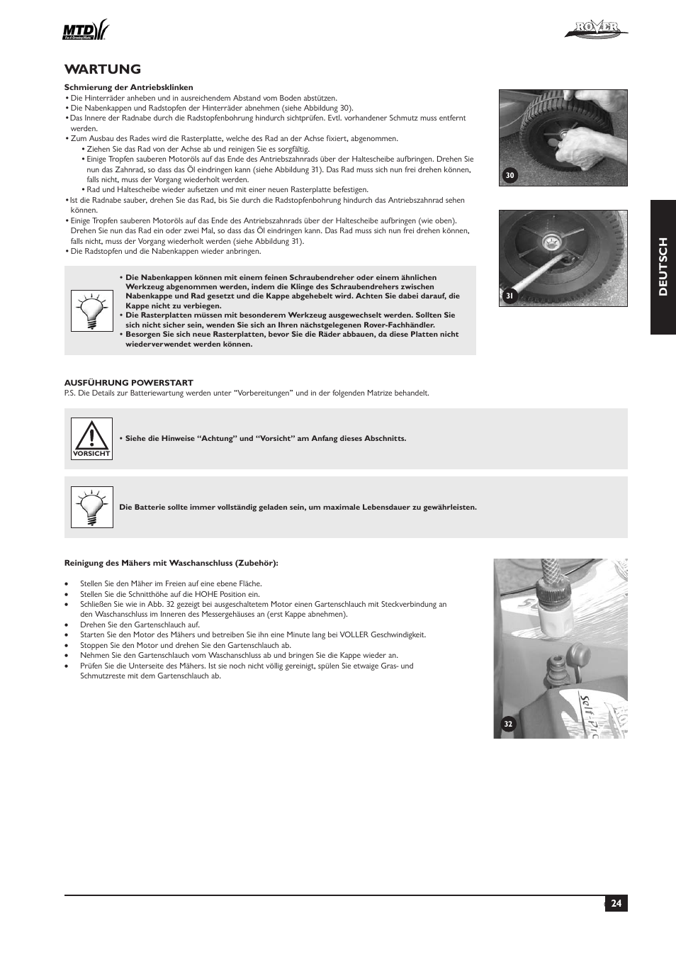 Wartung, Deutsch | Rover 51  EU User Manual | Page 27 / 92