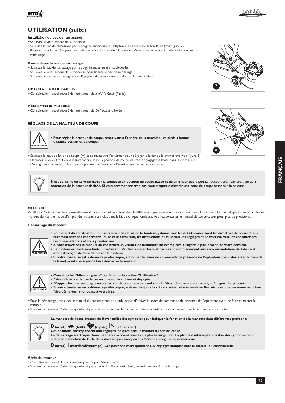 Utilisation (suite), Fr ançais | Rover 51  EU User Manual | Page 35 / 92