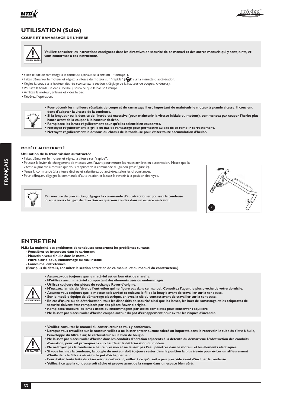 Utilisation (suite), Entretien, Fr ançais | Rover 51  EU User Manual | Page 36 / 92