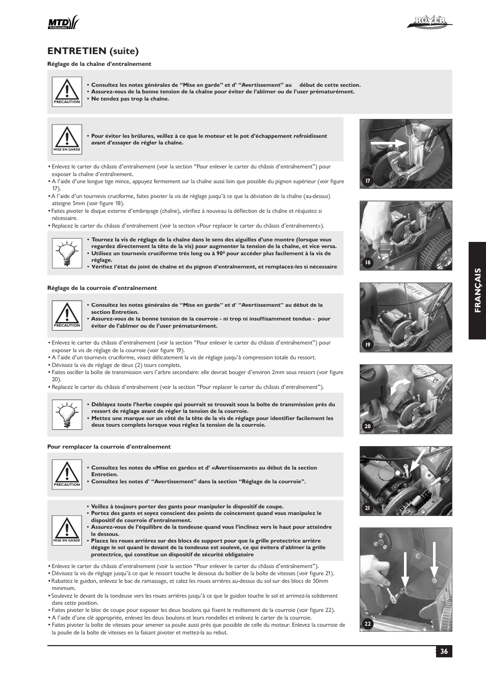 Entretien (suite), Fr ançais | Rover 51  EU User Manual | Page 39 / 92