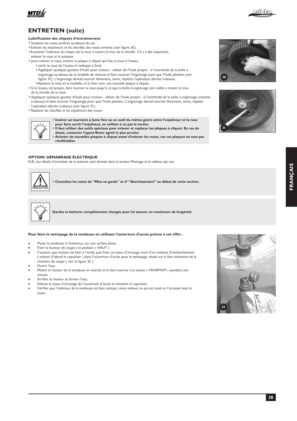 Entretien (suite), Fr ançais | Rover 51  EU User Manual | Page 41 / 92