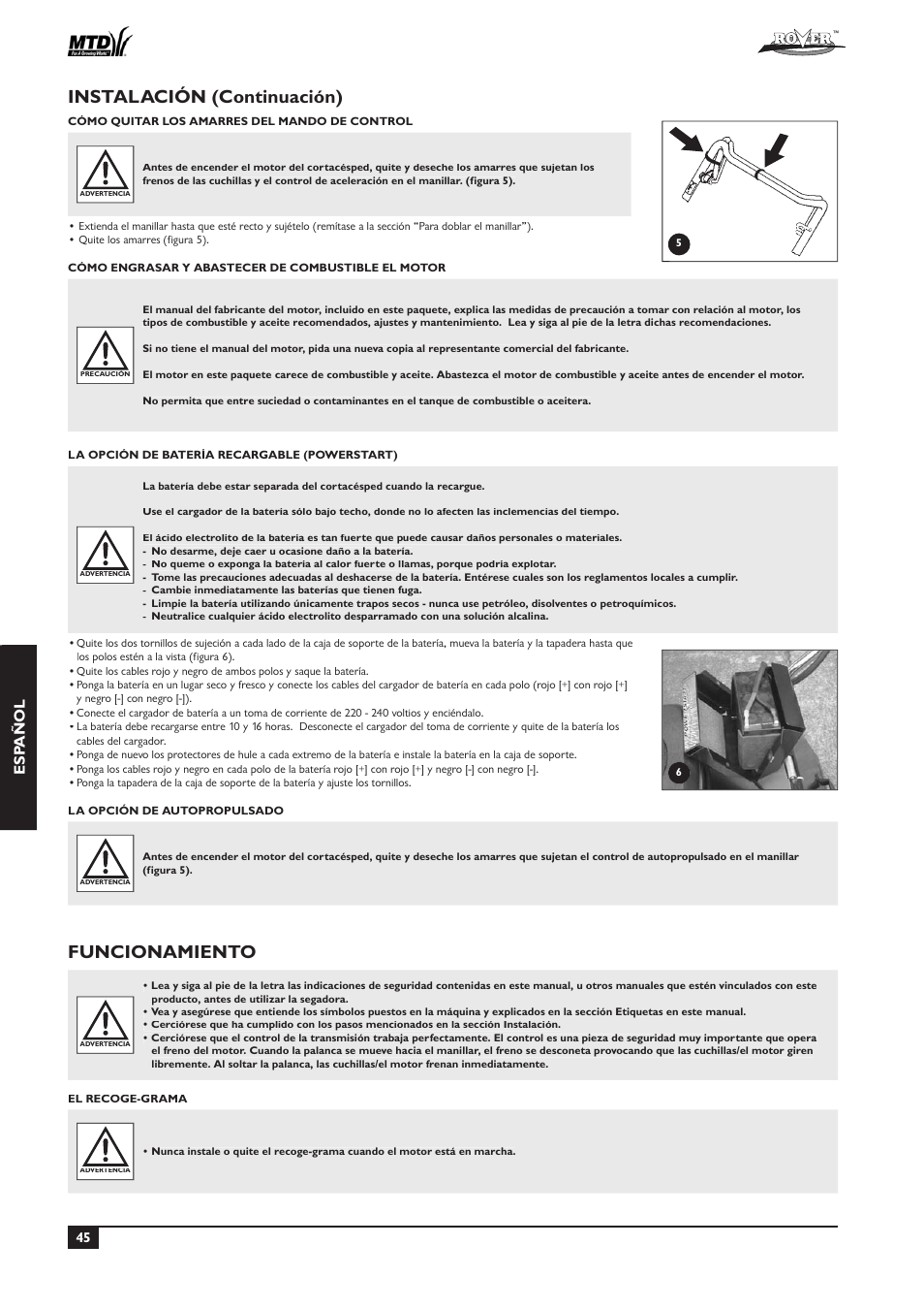 Instalación (continuación), Funcionamiento, Esp añol | Rover 51  EU User Manual | Page 48 / 92